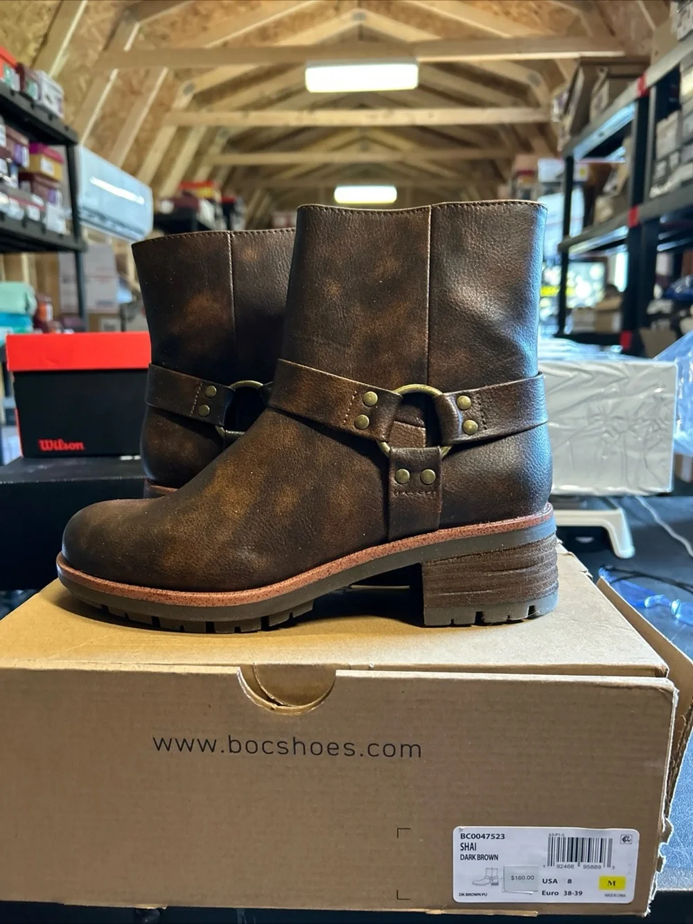 boc Dark Brown Leather Harness Ankle Boots